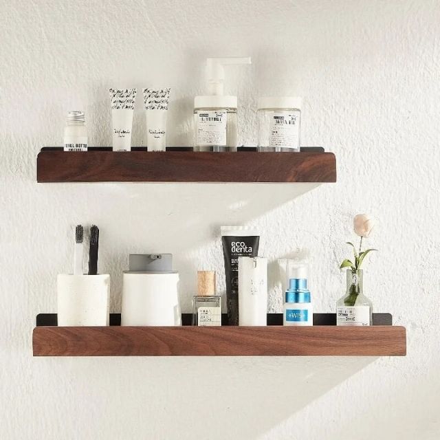 Easy Install Wooden Bathroom Storage Shelf