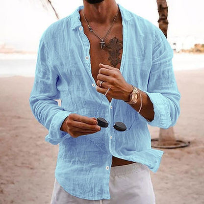 Lightweight Mens Long Sleeve Casual Summer Shirt