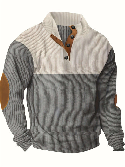 Classic Crew Neck Patched Knit Sweater for Men - Luxivelle