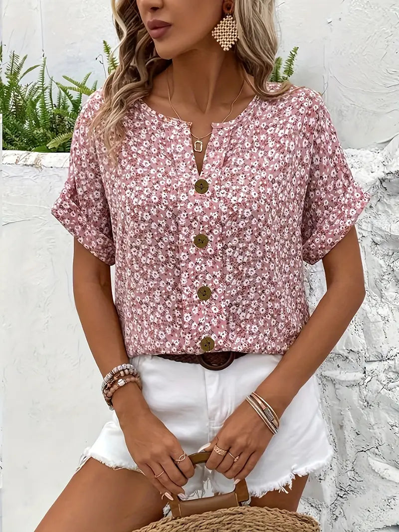Elegant Flower Pattern Women's Blouse