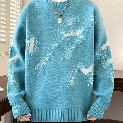Rugged Textured Crew Neck Sweater