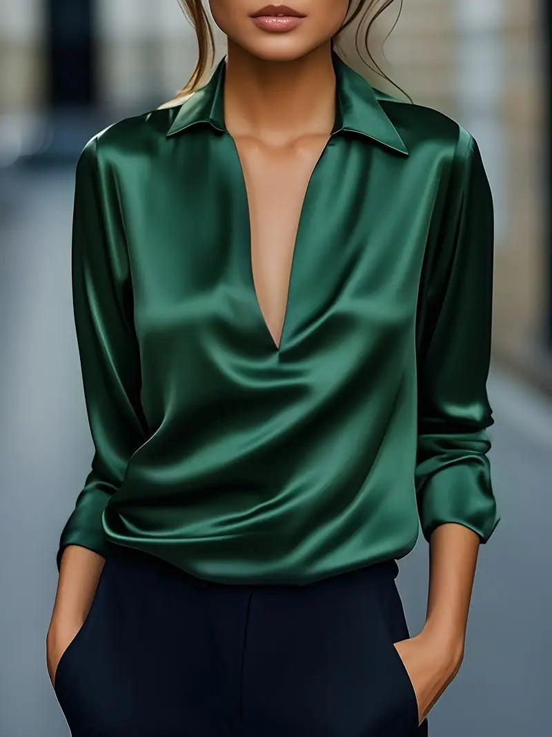 High Quality V Neck Women's Blouse