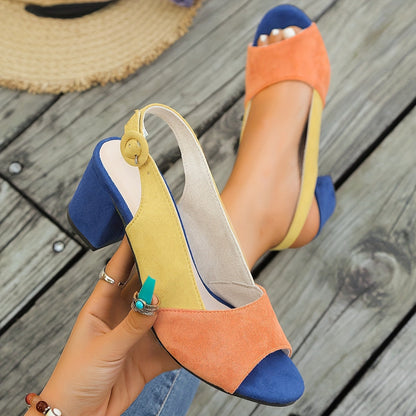Stylish Block Heel Slingback Shoes - Luxivelle