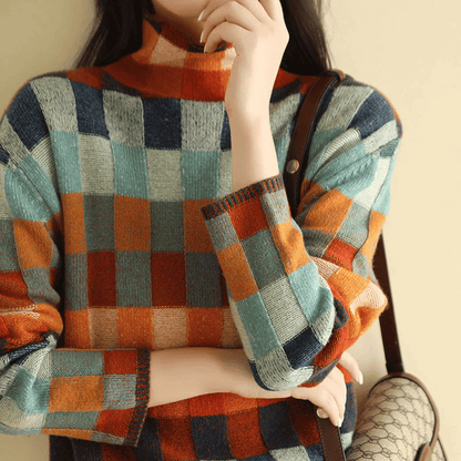 Soft Multicolor Crew Neck Cashmere Sweater
