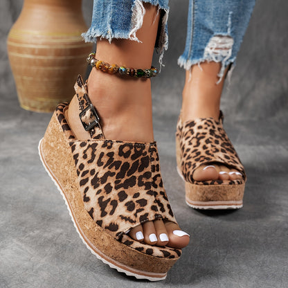 Comfortable Platform Buckle Sandals with Cushion Sole - Luxivelle