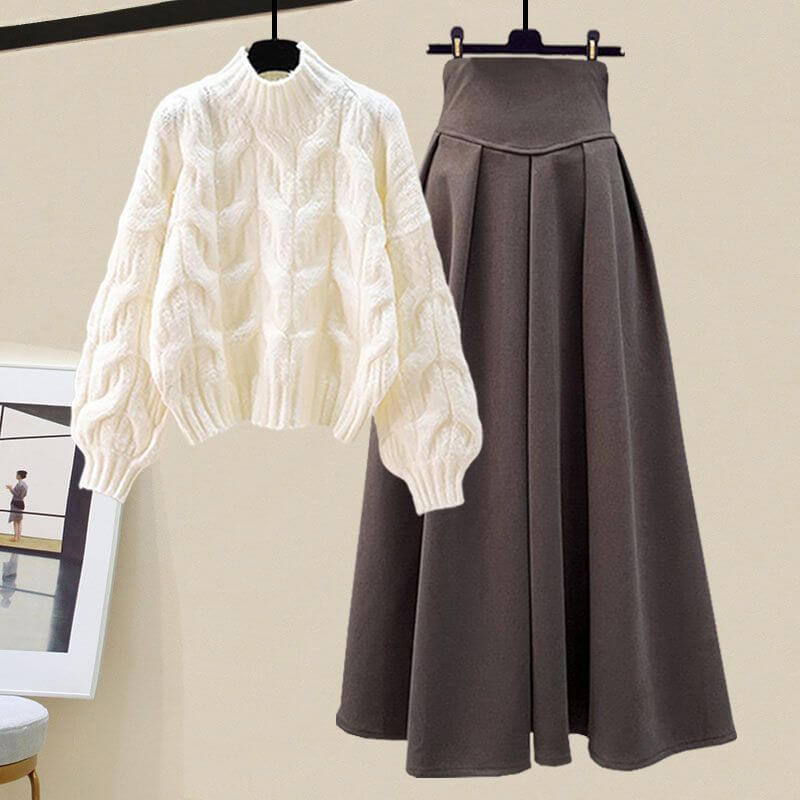 Cozy Knit Top and Flowy Midi Skirt Outfit