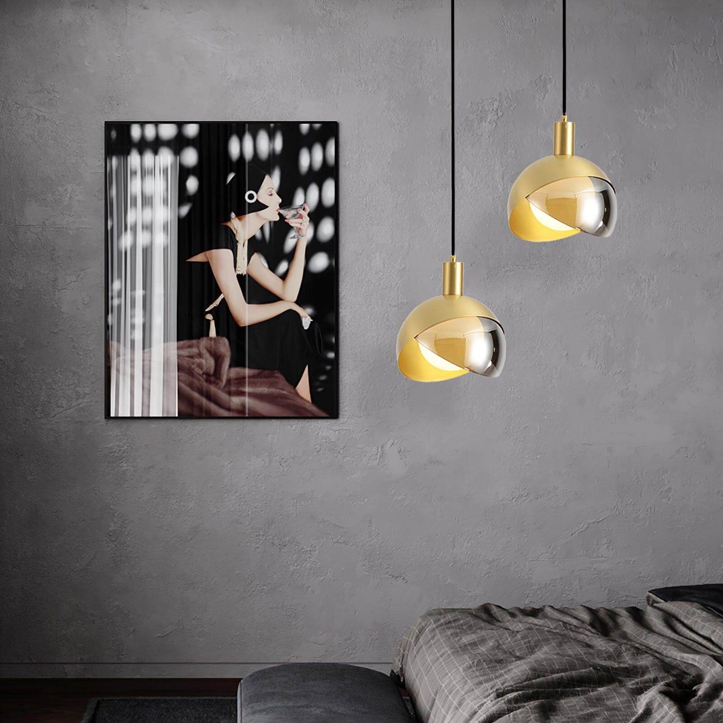 Customizable Chrome Hanging Lamp with Clear Glass Shade