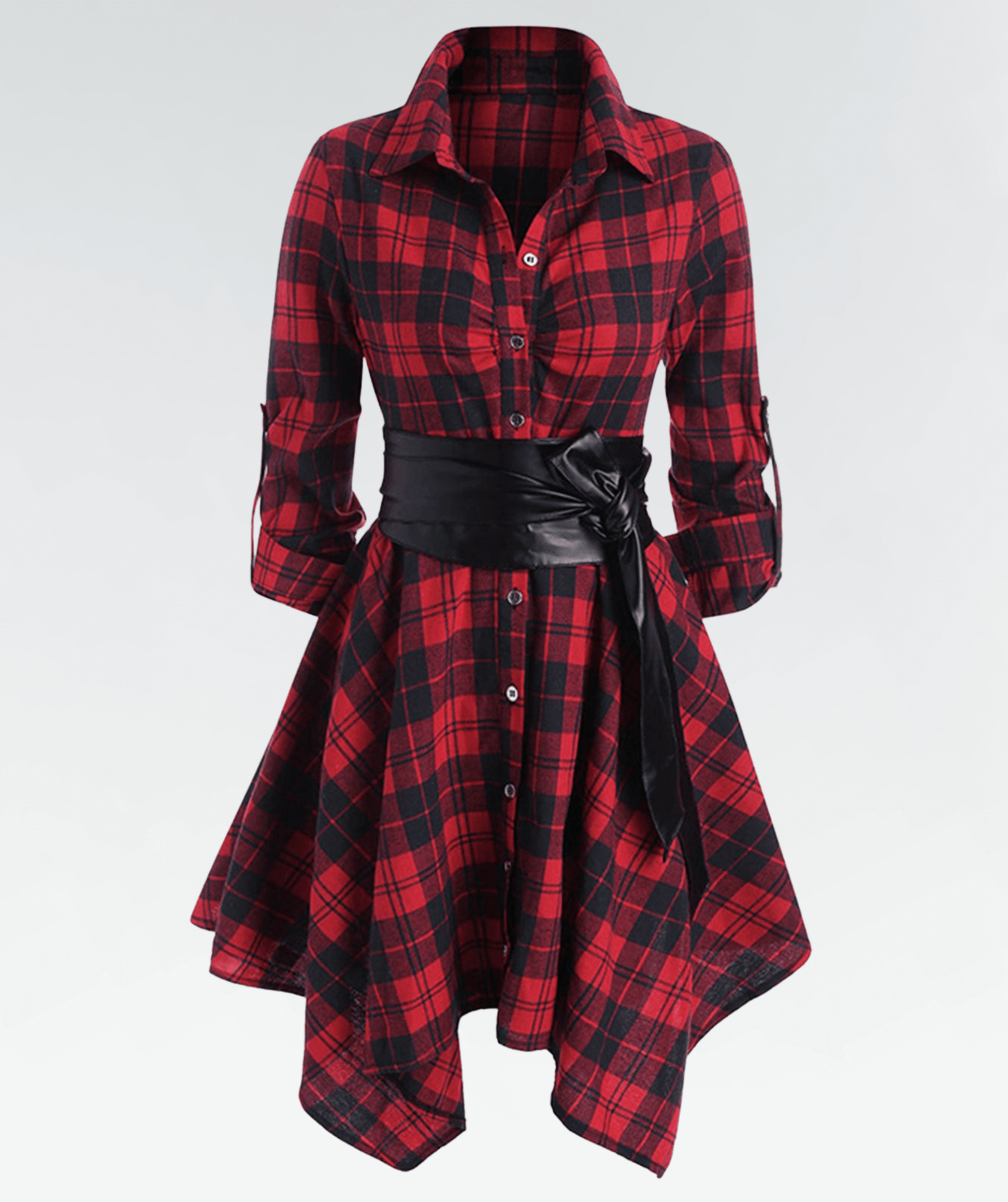 Classic Red Checkered Dress - Luxivelle