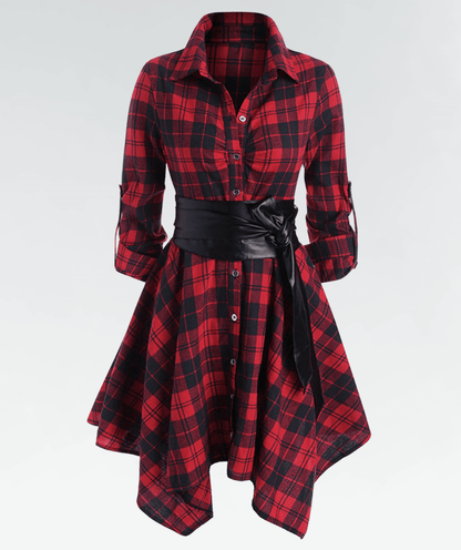 Classic Red Checkered Dress - Luxivelle