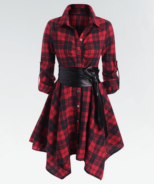 Classic Red Checkered Dress - Luxivelle
