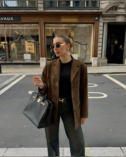 Ladies Soft Leather Coat - Luxivelle