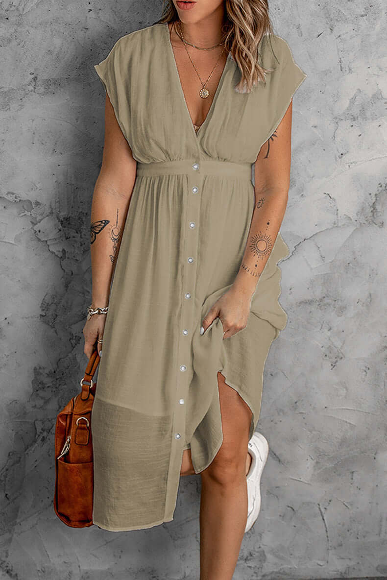 Ladies' Casual Long Sleeve V Dress