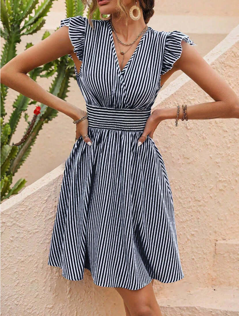 Classic Patterned Knee Length Dress