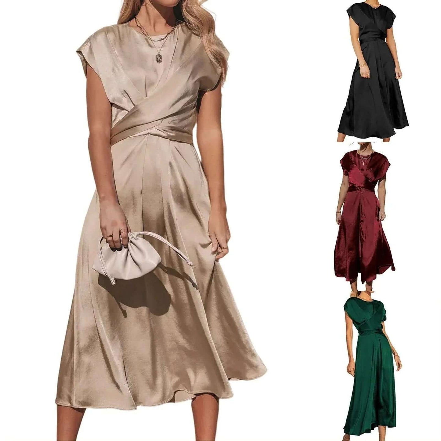 Luxurious Floral Knee Length Dress for Ladies