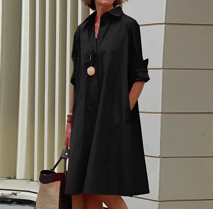 Comfortable Fit Polo Shirt Dress - Luxivelle