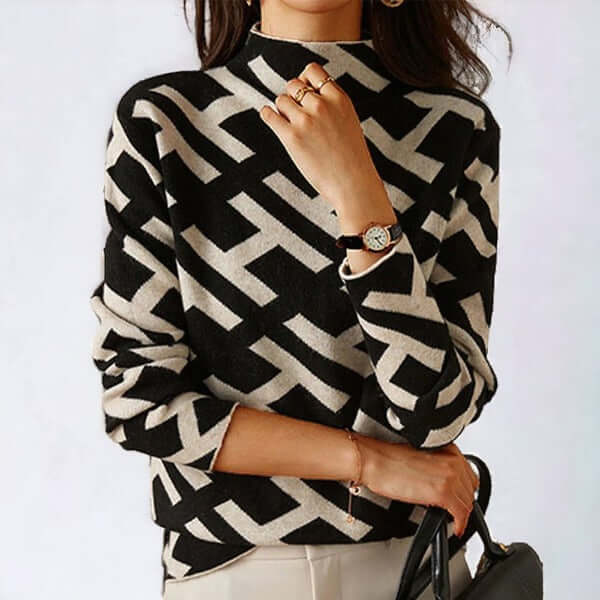 Fashionable Knit Patterned Women's Top - Luxivelle