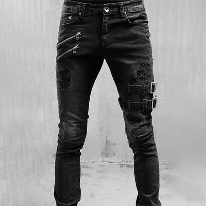 Classic Distressed Button Fly Jeans