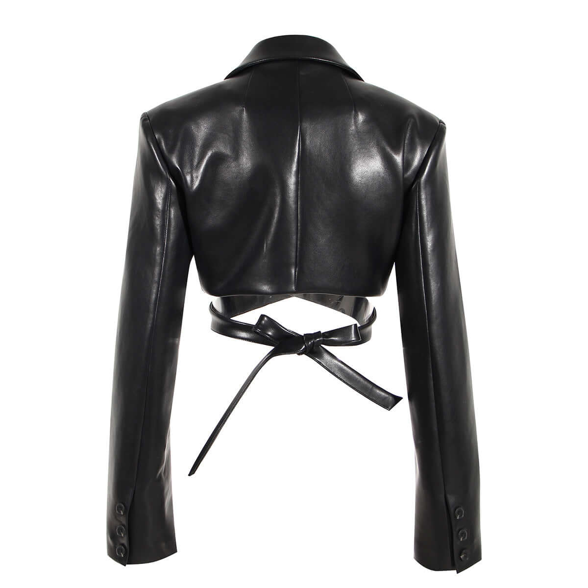 Ladies Faux Leather Biker Jacket with Belt