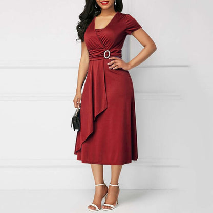 Ladies' Floral Waist Tie Midi Dress