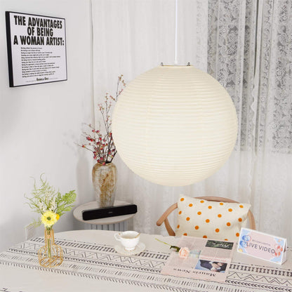 Simple White Cotton Shade Pendant Light with Metal Frame