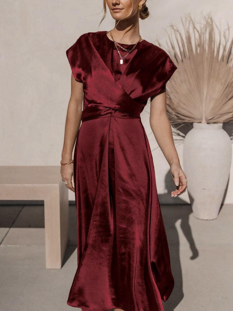 Luxurious Floral Knee Length Dress for Ladies