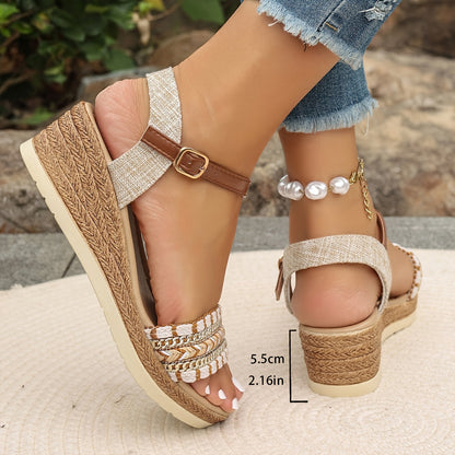 Chic Natural Fiber Heel Sandals