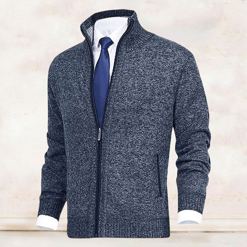 Warm Crew Neck Zip Cardigan for Men