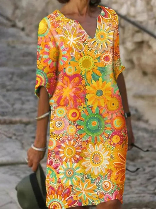 Women's Pretty Flower Pattern Dress - Luxivelle