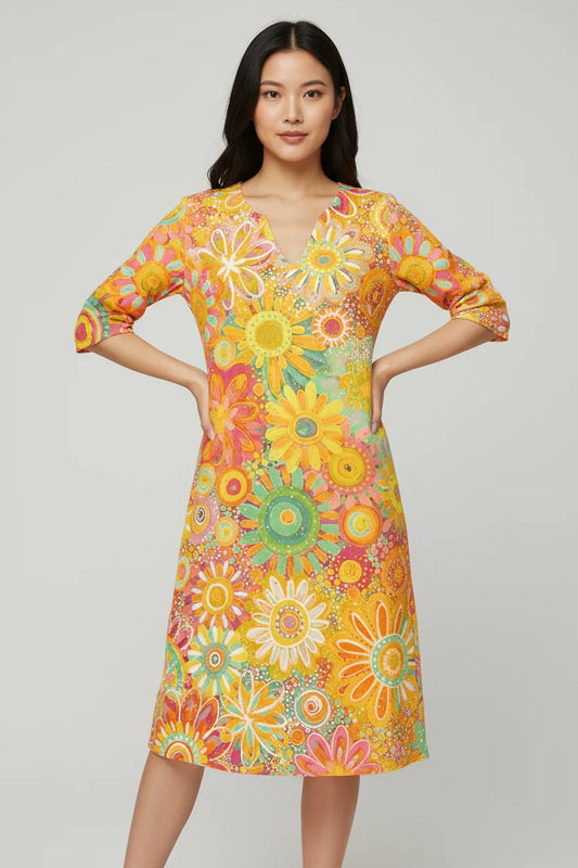 Women's Floral V Neck Summer Dress - Luxivelle