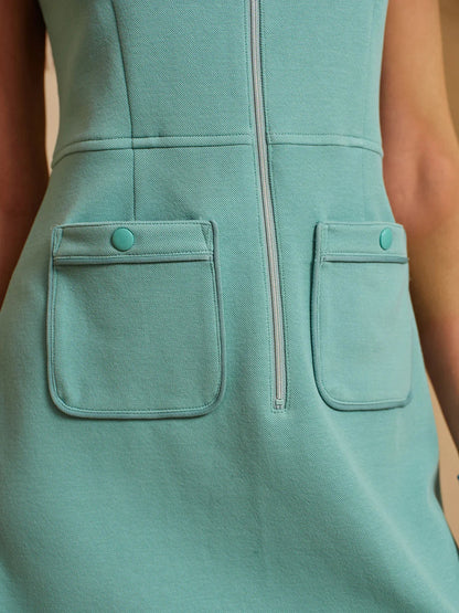 Stylish Summer Sleeveless Polo Pocket Dress