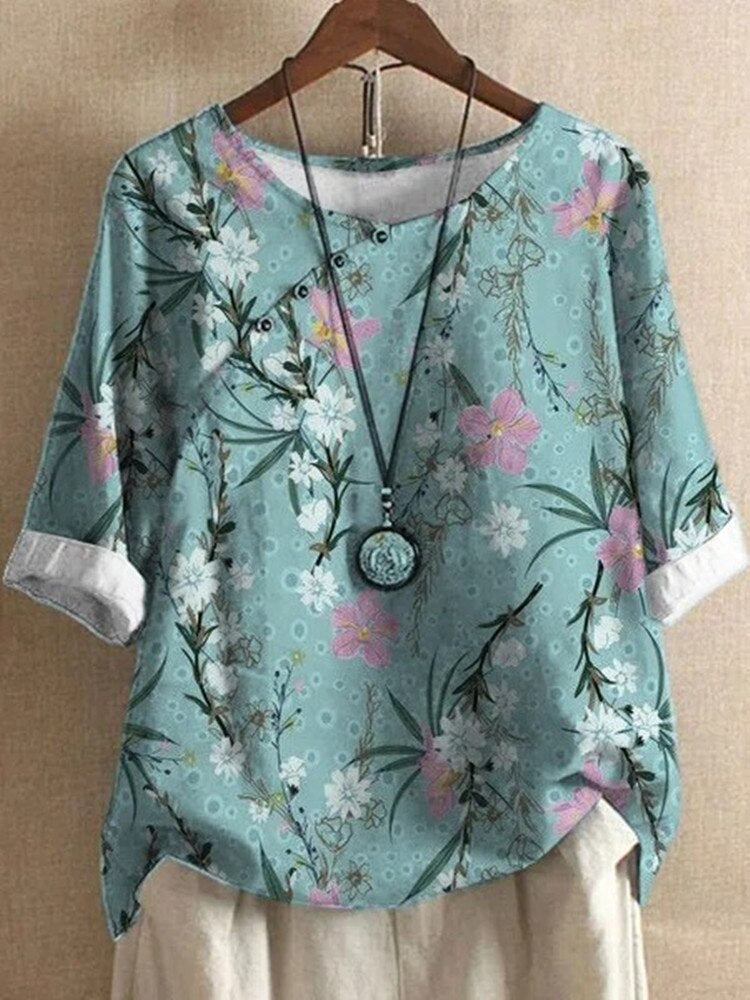 Casual V-Neck Floral Women's Top