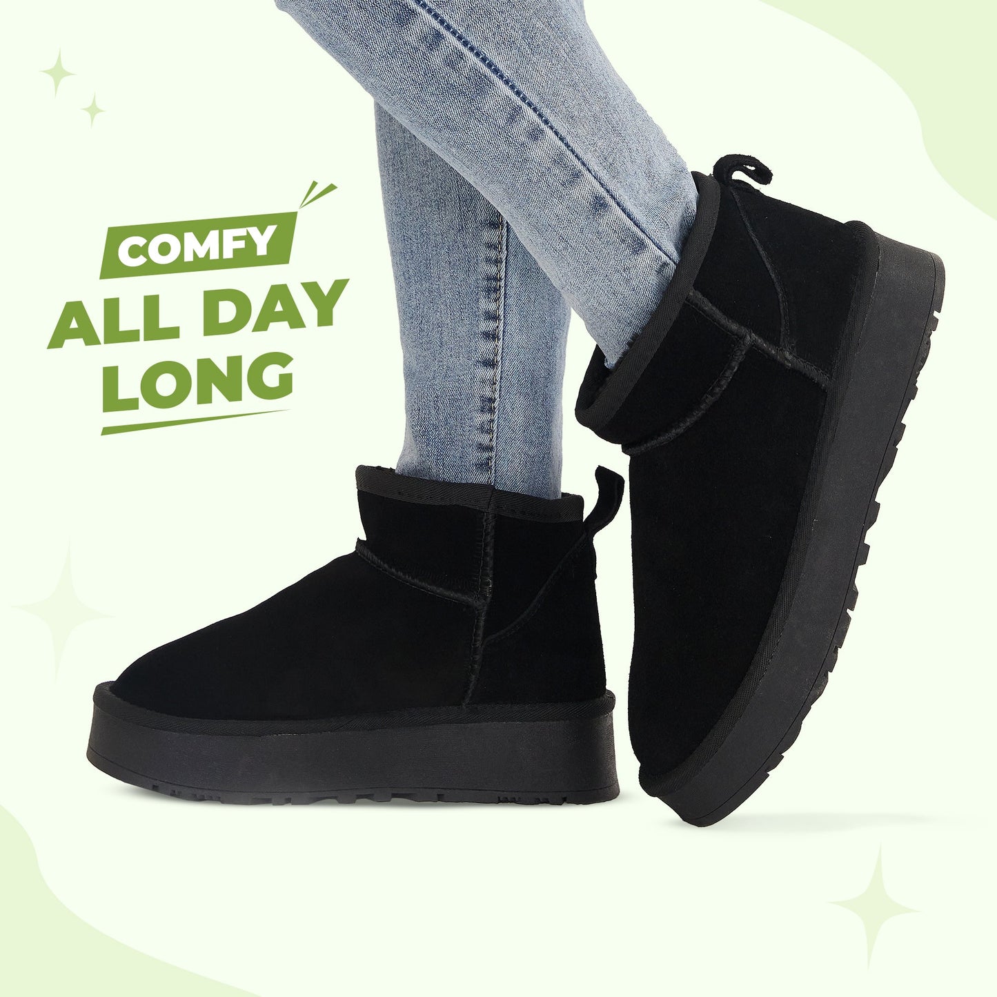 Cozy Fleece Ankle Boots - Thick Insulated Soles