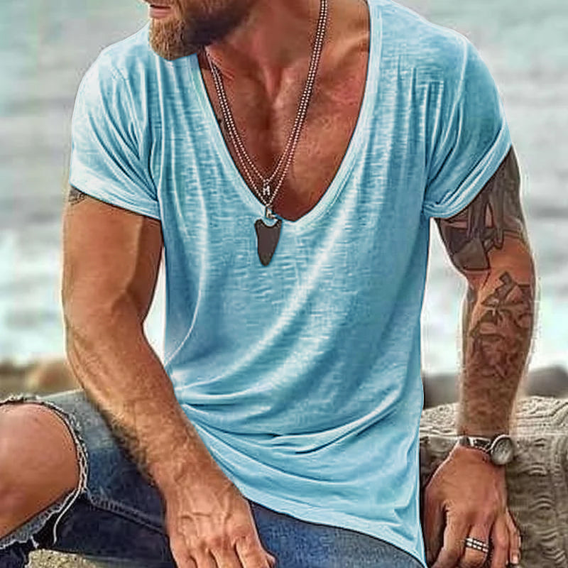 Men's Breathable V-Neck Casual Summer Tee Shirt
