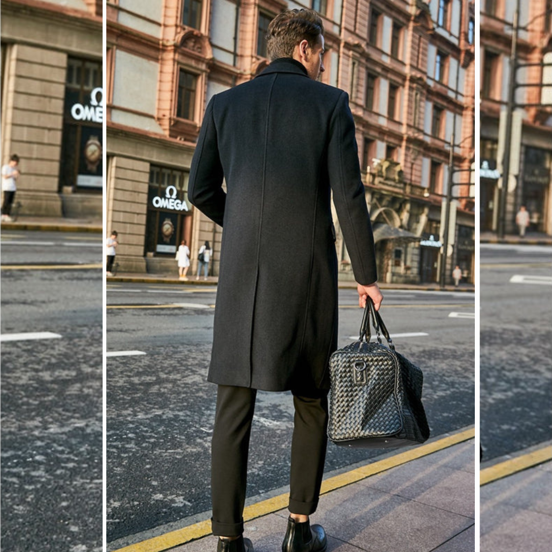 Classic Men's Overcoat with Lapel Collar