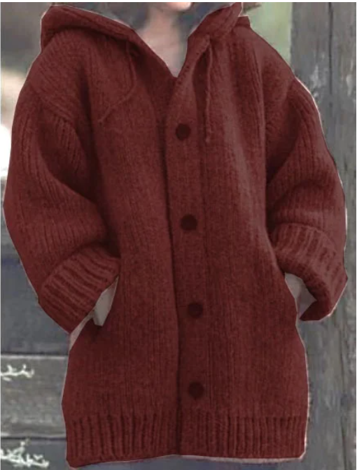 Warm Women's Layered Cardigan with Hood