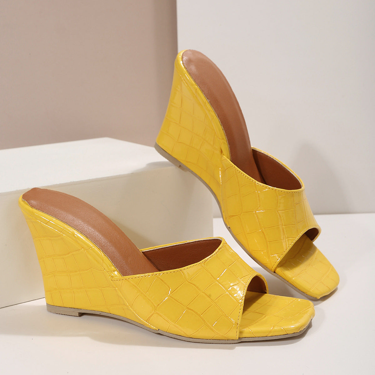 Fake Snake Skin High Heel Wedges