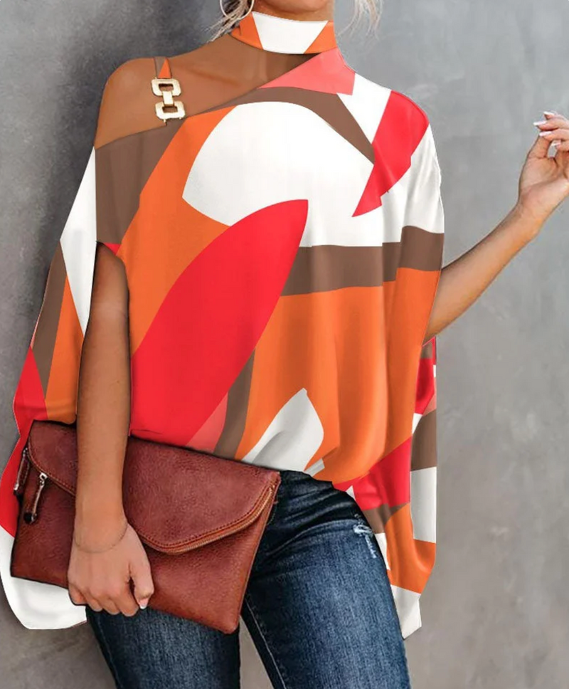 Ladies' Asymmetrical Floral Top - Luxivelle