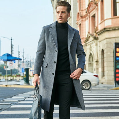 Classic Men's Overcoat with Lapel Collar