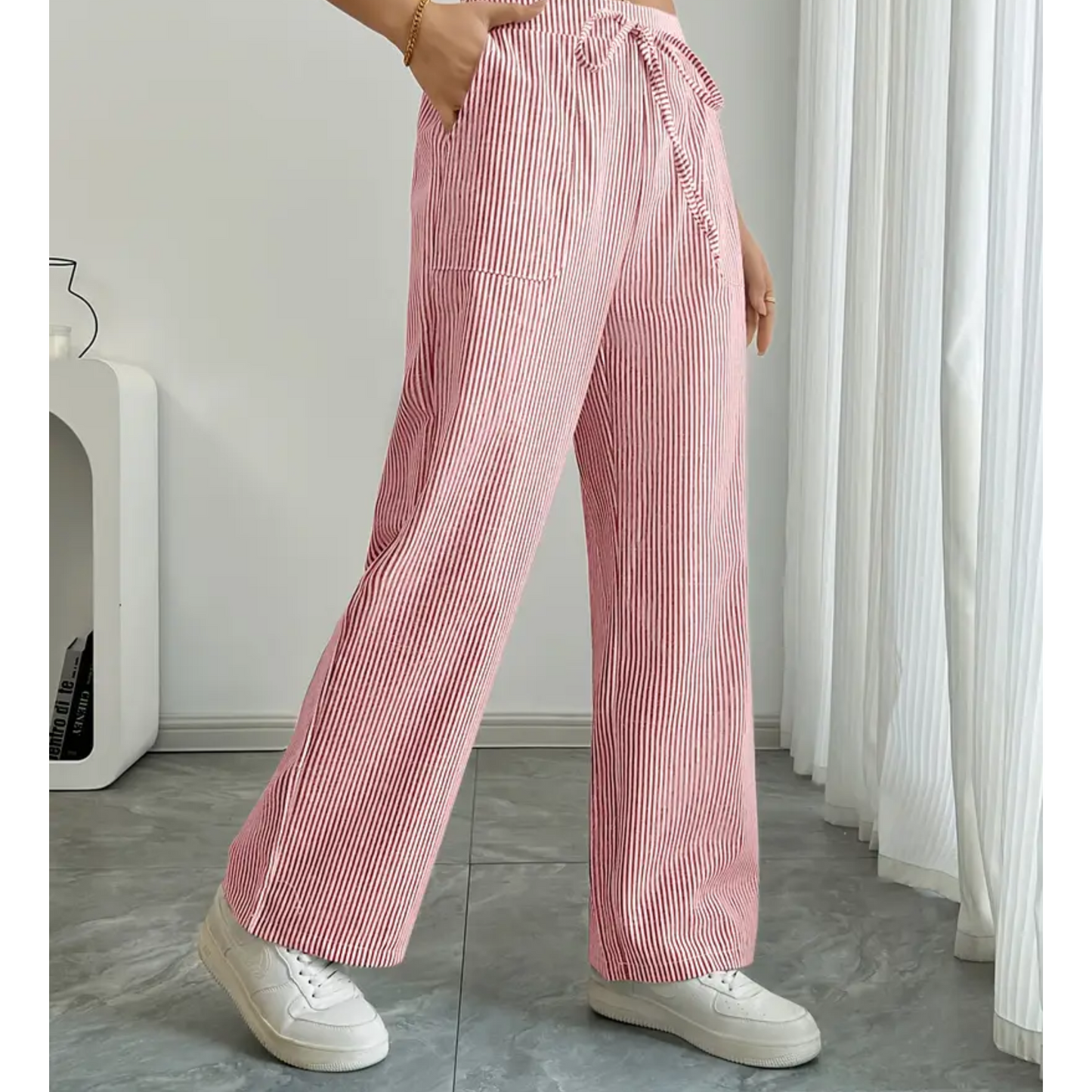 Casual Stripe Pants With Pockets