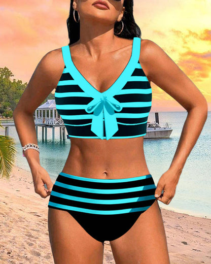 Classic Navy Blue High Waist Swimsuit
