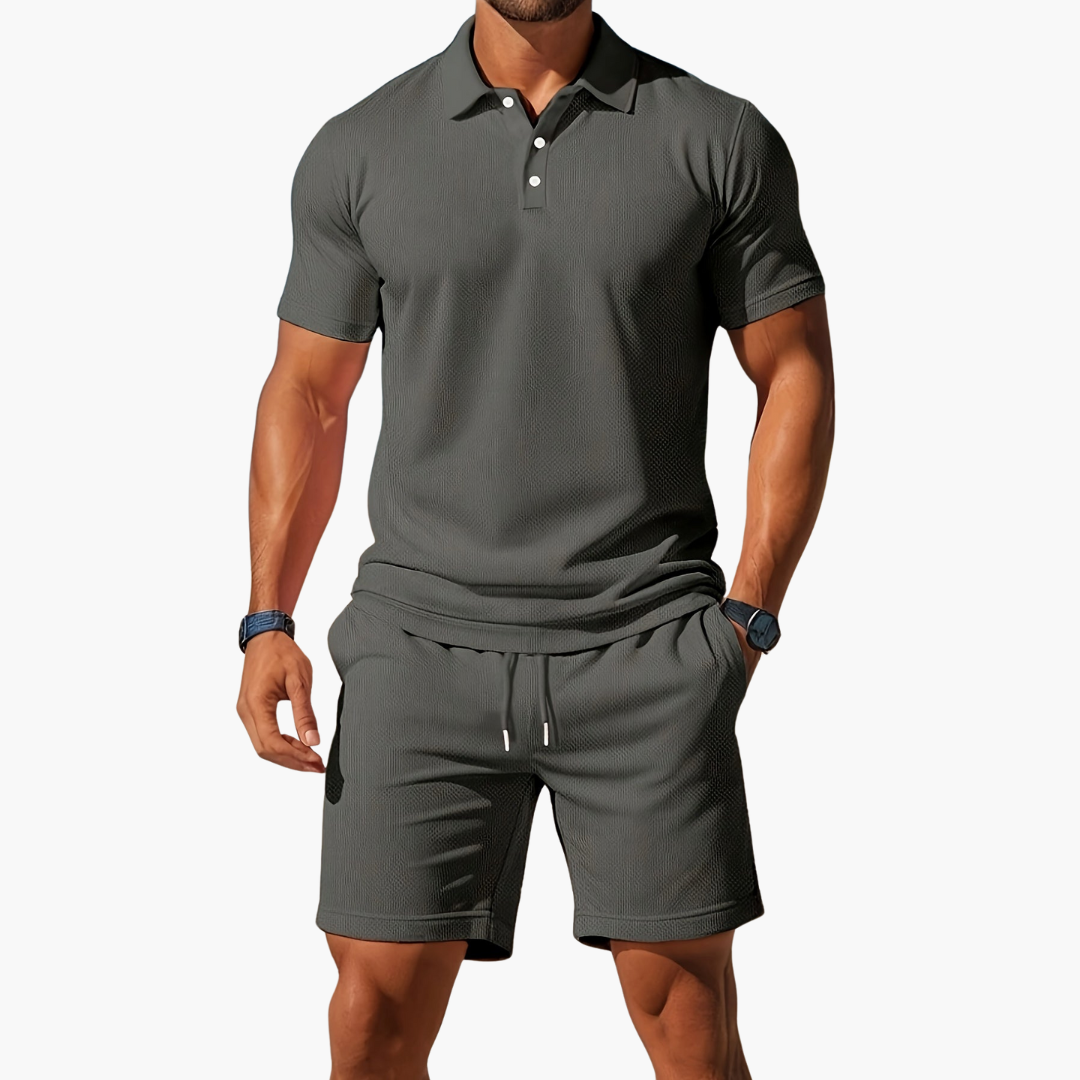 Men's Classic Cotton Polo Shirt and Shorts Set