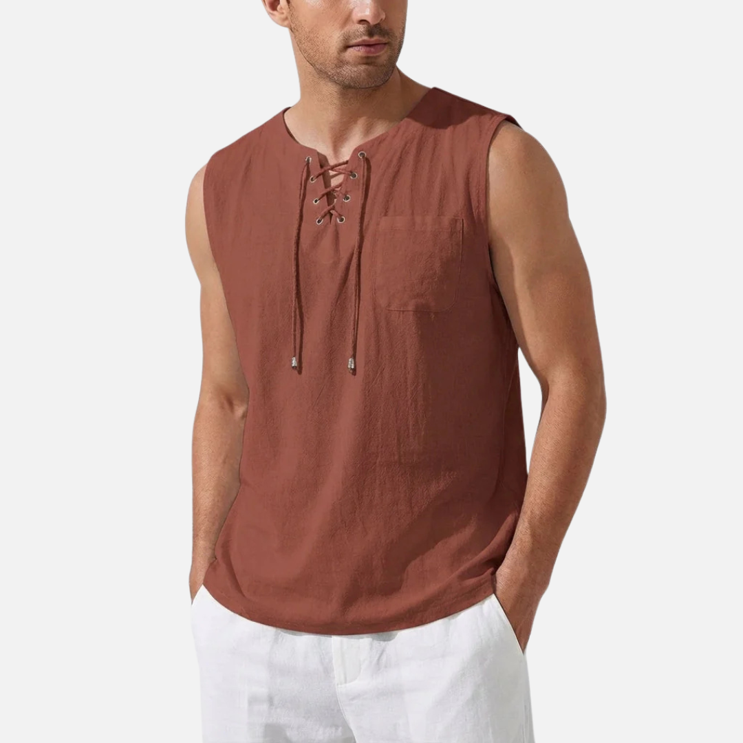 Men’s Sleeveless Tank Top Lace-Up