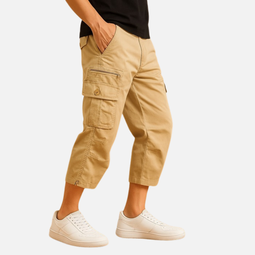 Men's 3/4 Cargo Shorts - Multi-Pocket Below Knee Combat Shorts