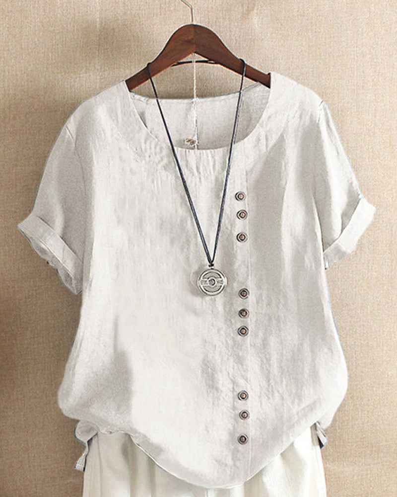 Variant image for Kelly Women's Blouse - Elegant Monochrome Short-Sleeved Top-9