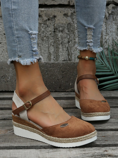 Ladies' Buckle Strap Wedge Summer Sandals