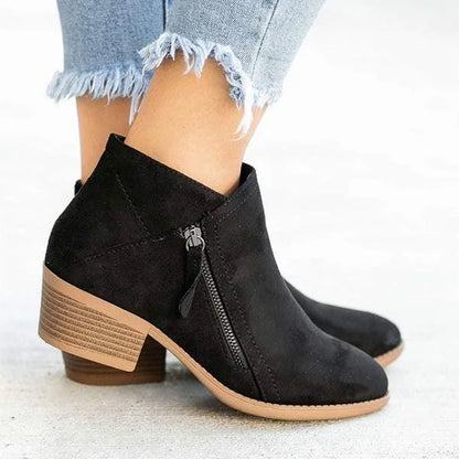 Soft Suede Low Heel Ankle Boots