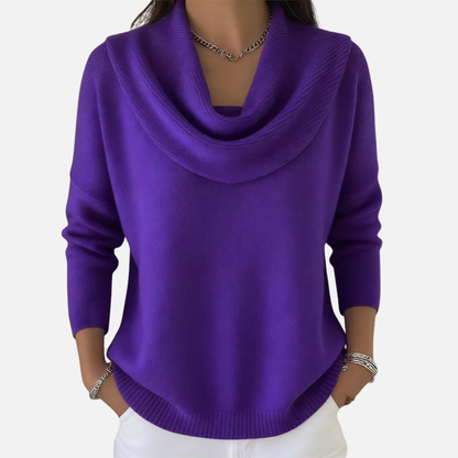 Women's Elegant Cowl Neck Knit Sweater