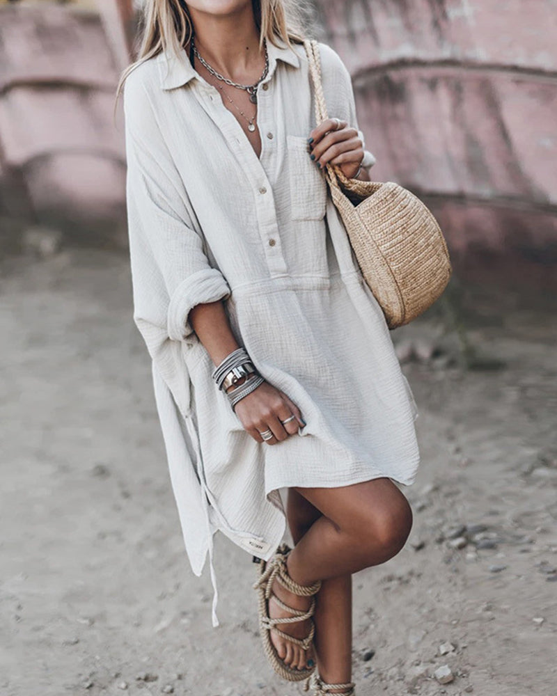 Stylish Women's Shirt Dress - Luxivelle