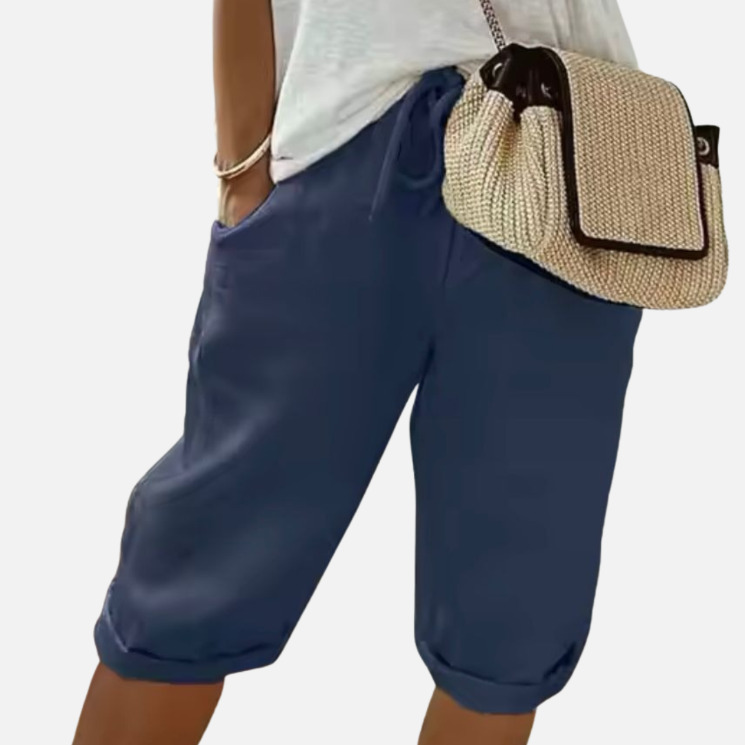 Women's Linen Short Pants Crop Trousers