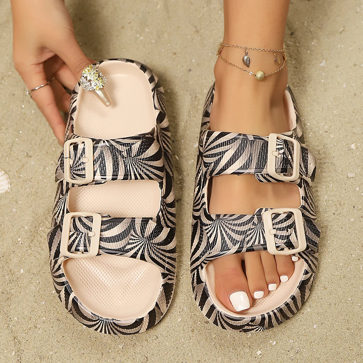 Classic Two-Buckle Slide Sandal